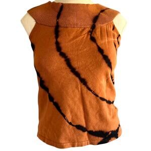 Womens Top Size Medium Petite Tan Tie Dye Reworked Indie Twee Hippie Office Hip